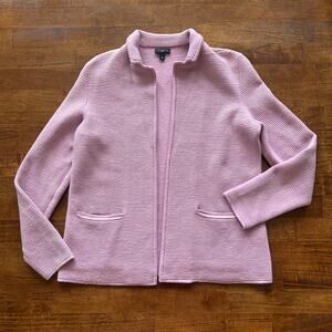 Talbots Women’s Small Petite Ribbed Open-Front Cardigan, Soft Pink Elegant Layer